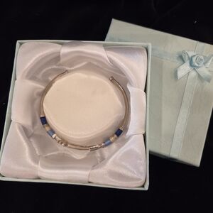 Elegant Silver and Blue Bracelet